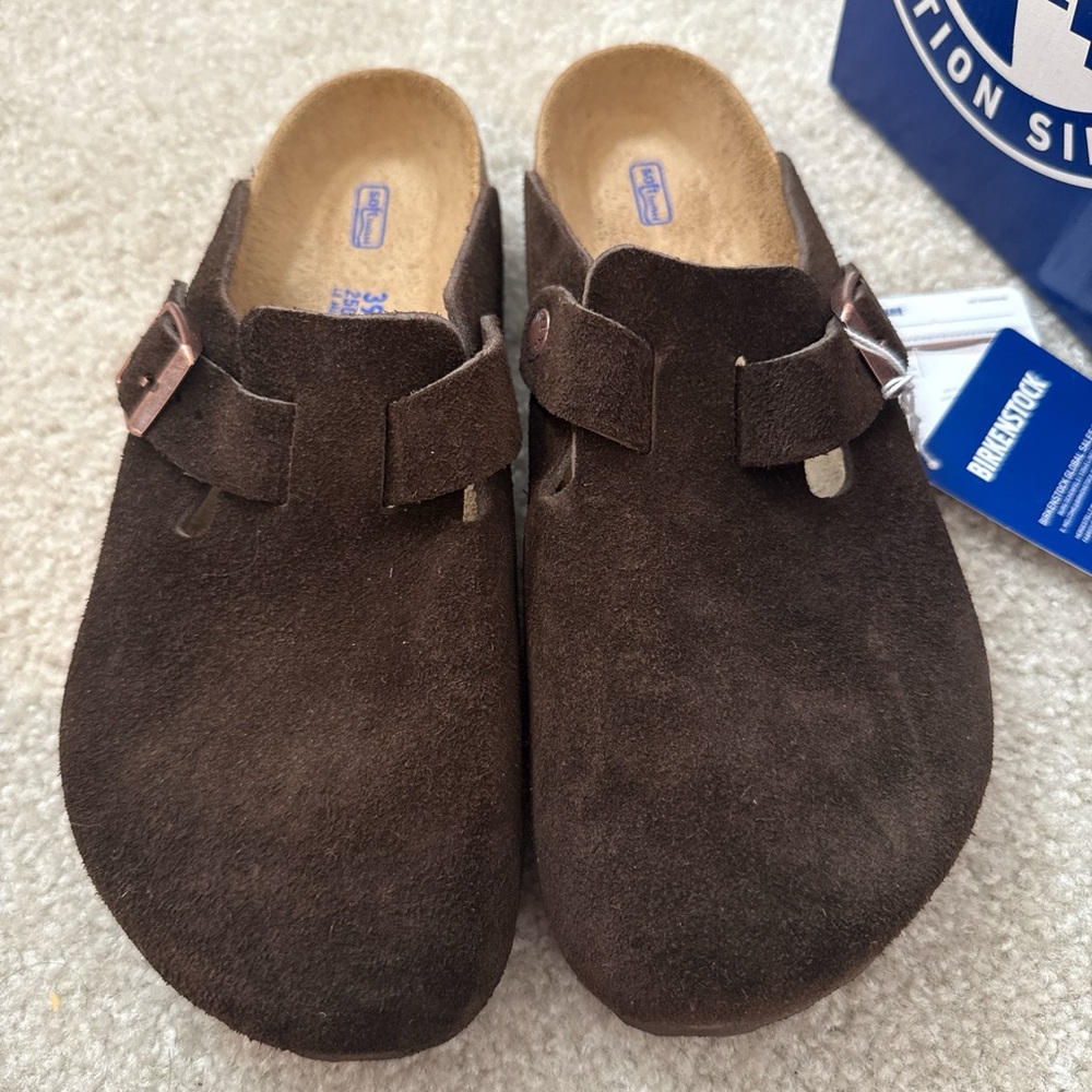 Birkenstock Brown Suede Clogs